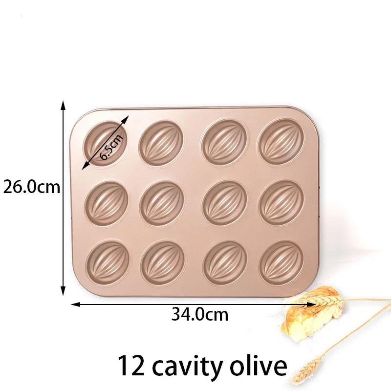 6/9/12Cup Cake Mould Madeleine Pan 3D Olives Shaped Pastry Baking Tray Nonstick CupCake Decoration Tools Metal  Bakeware Kitchen