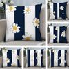 Clear Striped Daisy Cushion Cover Soft Plush Fabric DoubleSided Printed Sofa Cushion Cover for All Seasons Home Decor Gift
