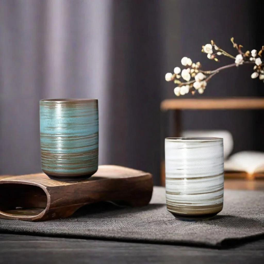 Hand-painted ceramic retro coffee cups creative kiln change infused wax aromatherapy cups master cups tea cups wheat tea cups