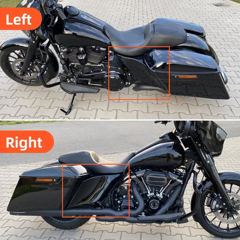 Motorcycle Black Stretched Extended Side Covers Panels ABS Plastic For Harley Touring Electra Street Glide Road King 2014-2025