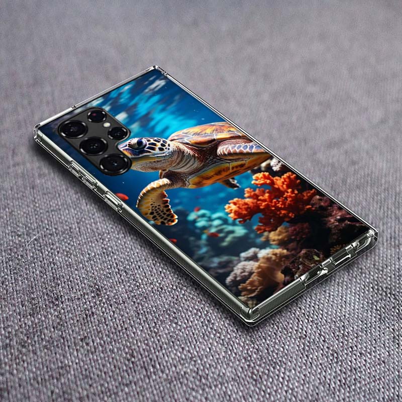 Marine Organisms, Sea Turtles, And Animals Phone Case For Samsung Galaxy S24 S23 S21 S20 FE S22 S26 Ultra S25 Edge S10 Plus Cove