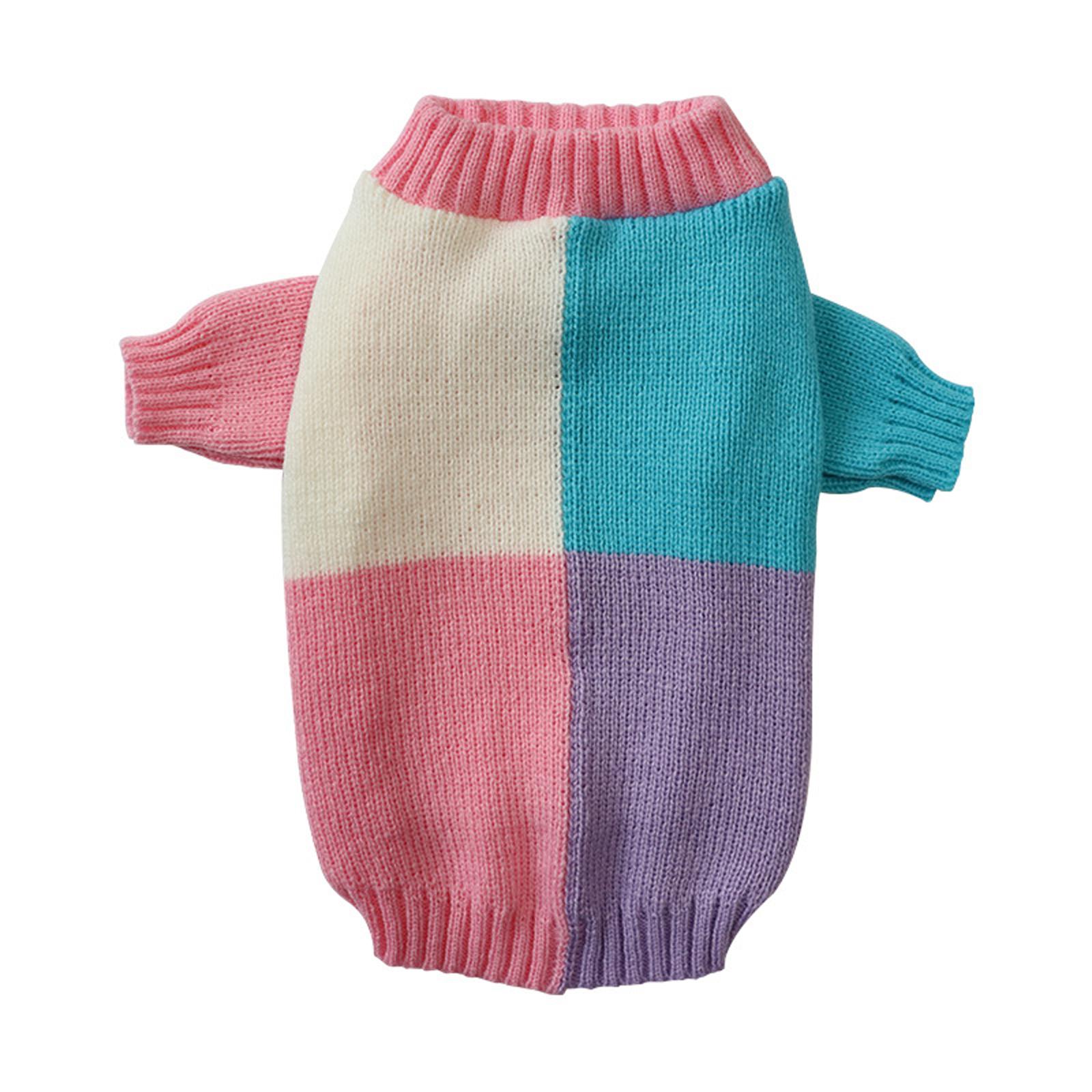 

Stylish Color Block Dog Sweater Warm And Fashionable Winter Dog Clothes For Small Medium Dogs Winter Warm Doggie Sweater S рожевий