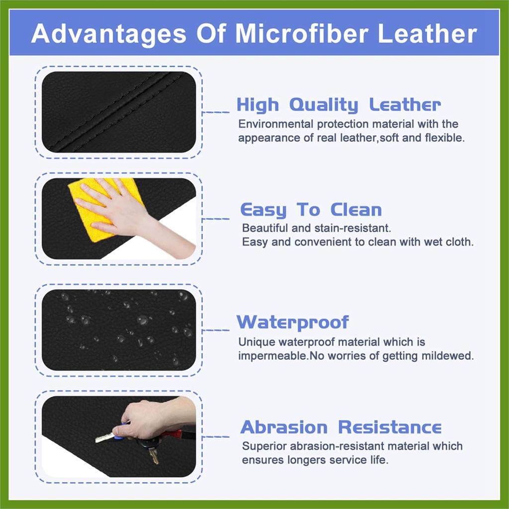 1 Pair Synthetic Leather Car Front Door Panels Armrest Cover Black for Honda Civic 2006-2011 Sedan Vehicle Components