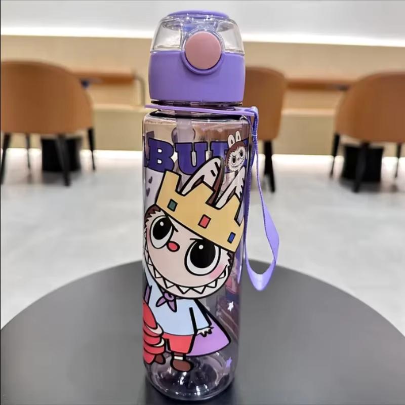 BPA-Free Visually Appealing Cartoon Water Bottle with Straw - Leak-Proof, Portable for Outdoor Sports, Fitness, Travel