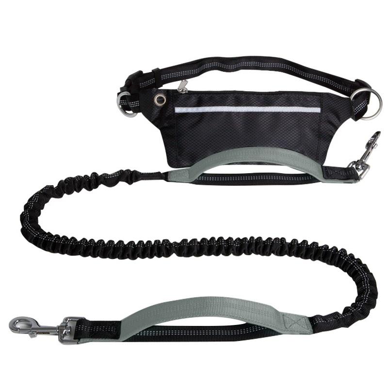 

Поводок для собак Hands Free, поясной ремень для ходьбы, бега, бега трусцой, амортизирующий поводок-банджи для собак средних и крупных пород чёрный/серый