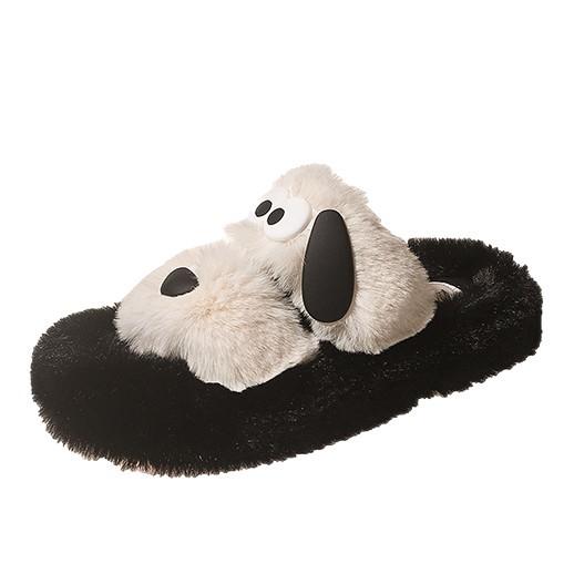 Internet Celebrity Thick Bottom Fluffy Slippers Women Wear 2025 Autumn and Winter New Cute Cartoon Fluffy Lazy Home Cotton Drag