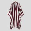 INCERUN Men V Neck Batwing Sleeve Striped Print Irregular Casual Loose Long Dress Robes