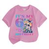 Boys' and Girls' Fashionable Birthday Themed Printed Round-Neck Short-Sleeve T-Shirts Summer Children's Loose-Fit Casual Tops