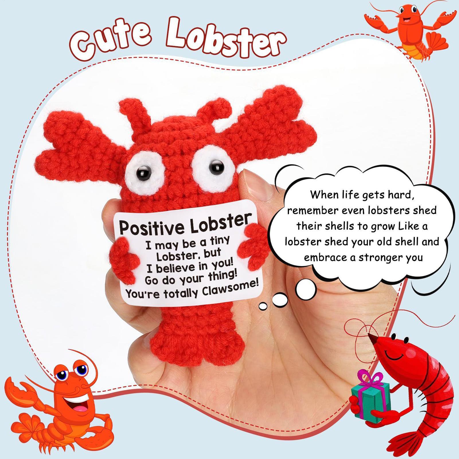 

New Knitted Positive Lobster Doll Handmade Emotionals Support Positive Crochet Lobster Gifts For Christmas New Year Birthday CN