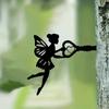 1pc Angel On Branch Steel Silhouette – Metal Wall Art for Home, and Patio, Outdoor Statue Stake Decoration, Ideal for Birthdays