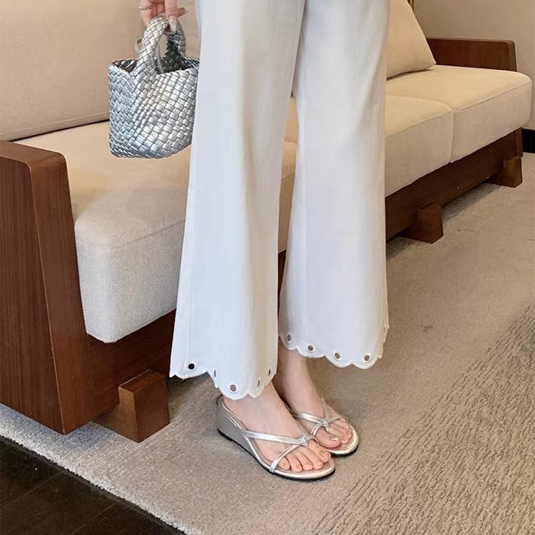 [sheii Su Yinyin] The same 6cm slope heel mop~ thick bottom heightening toe flip-flops women's cool slippers summer