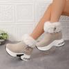 Dámské zimní boty Nové ležérní boty na vysokém podpatku Teplé boty Zesílené chmýří Klínové boty Módní venkovní platforma Sněhule Dámské