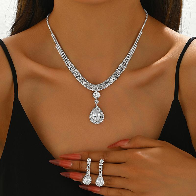 1Set  Bridal Jewelry Sets For Women Simple Earring Necklace Set Exquisite  Necklaces Earrings Set Gifts