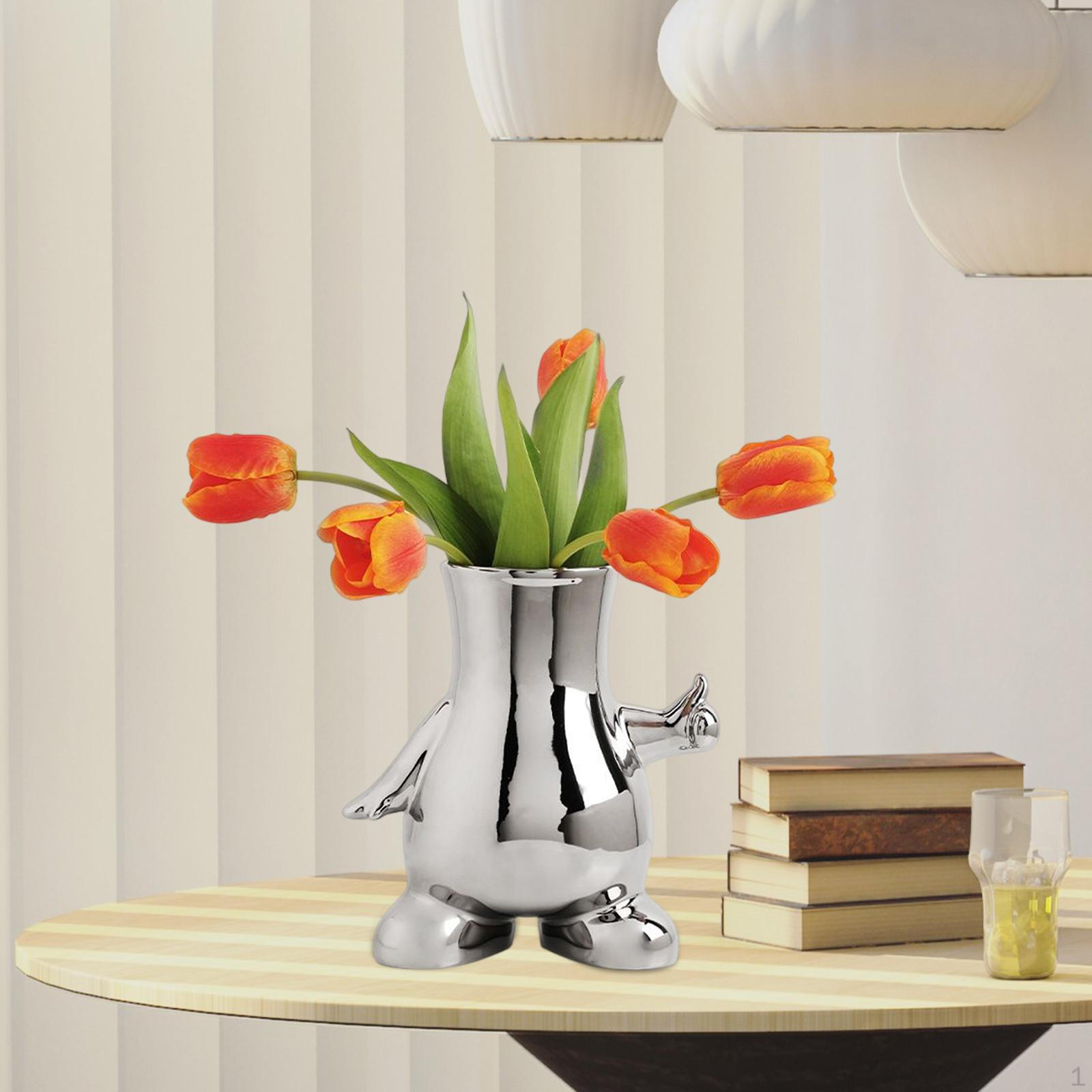 

Creative Flower Vase Abstract Pot Planter Flowers Container Ornament Porcelain Vases Human Argent