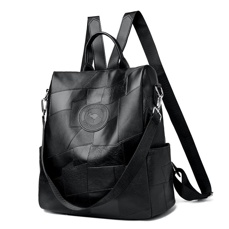 Schoolbag women's bag backpack large capacity backpack anti-splashing PU student schoolbag travel bag wholesale single shoulder new bag