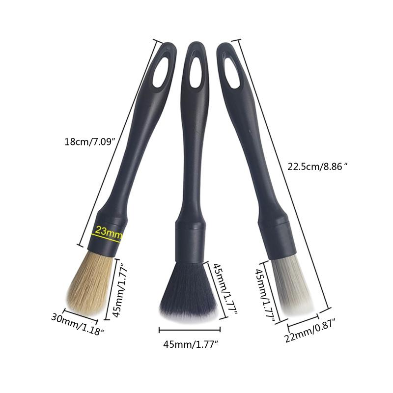 3Pcs Car Detailing Brush Set Soft Bristle Car Cleaning Brush Tire Wheel Brush