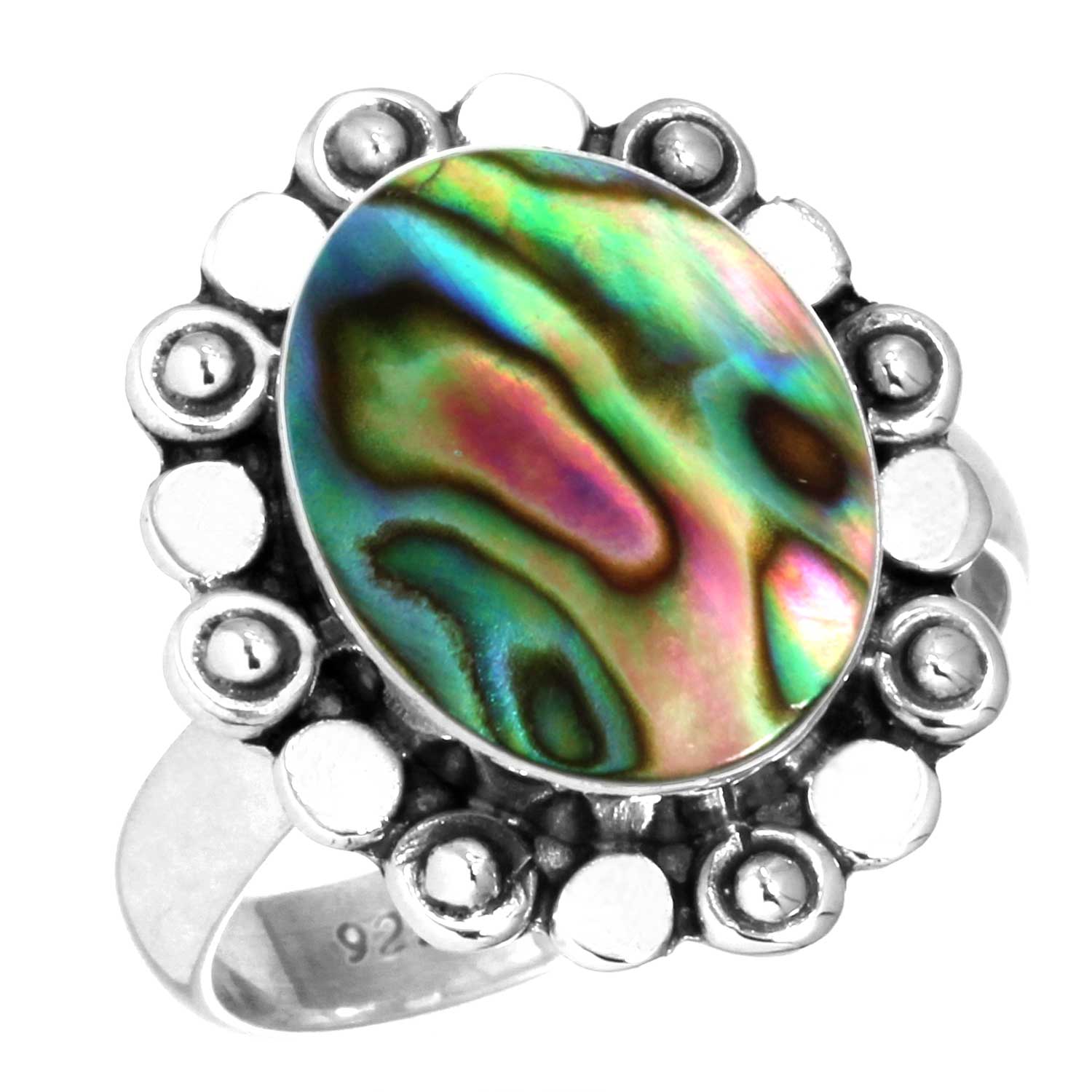 

Кольцо из стерлингового серебра 925 пробы Женское с драгоценным камнем Ручная работа Ювелирные изделия Свадебный подарок Аквамариновый халцедон Раковина абалона Синий солнечный камень Лабрадорит Пренит Винтаж 10