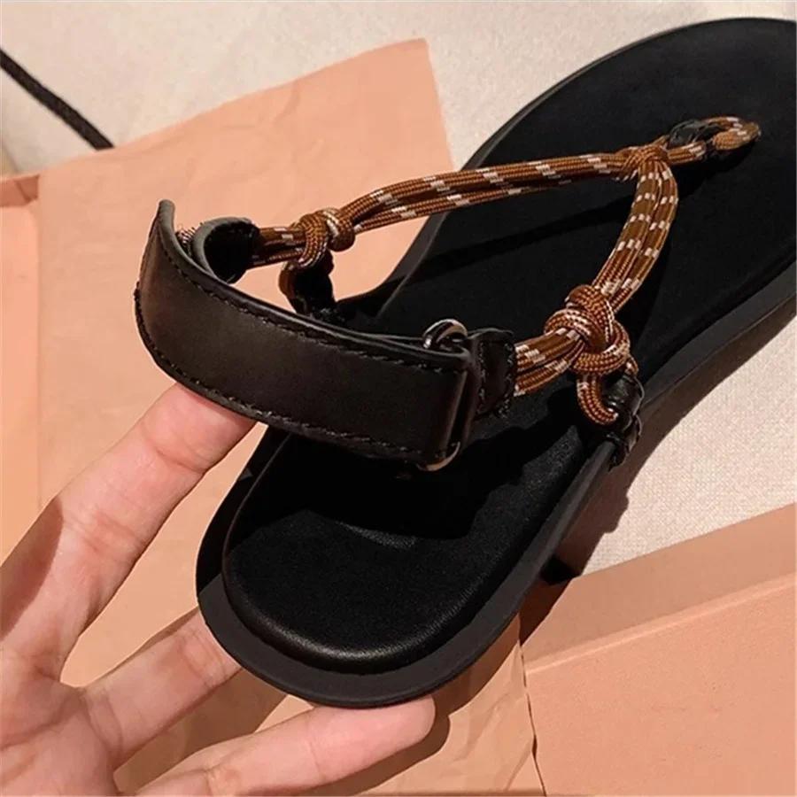Retro Rope Women Sandals Ladies Casual Flat Shoes Summer Beach Flats Sandalias Mujer 2026 New Holiday Vacation Flip Flops