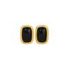 French Romantic Brass Plated 18K Real Gold Inlaid Black Agate Niche 925 Silver Needle Stud Earrings Light Luxury Earrings