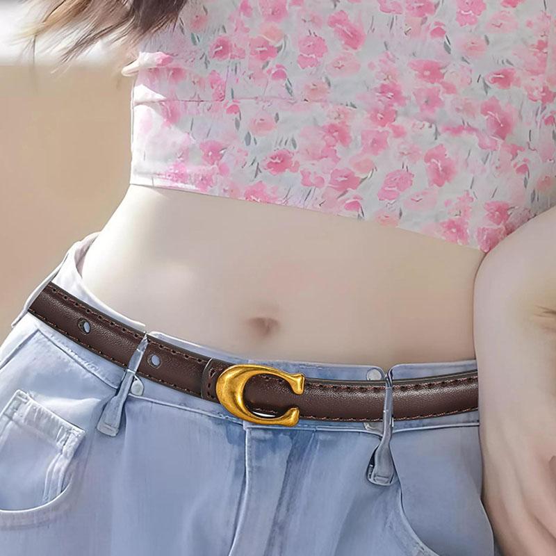 Luxury Brand Leather Belt for Women Designer Alloy Buckle Waist Strap Female Jeans Trouser Dress Waistband