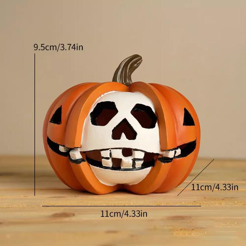 Nordic Ins Style Halloween Pumpkin Skull Ghost Face Ornament Resin Crafts Holiday Party Props Decorations Home Decoration