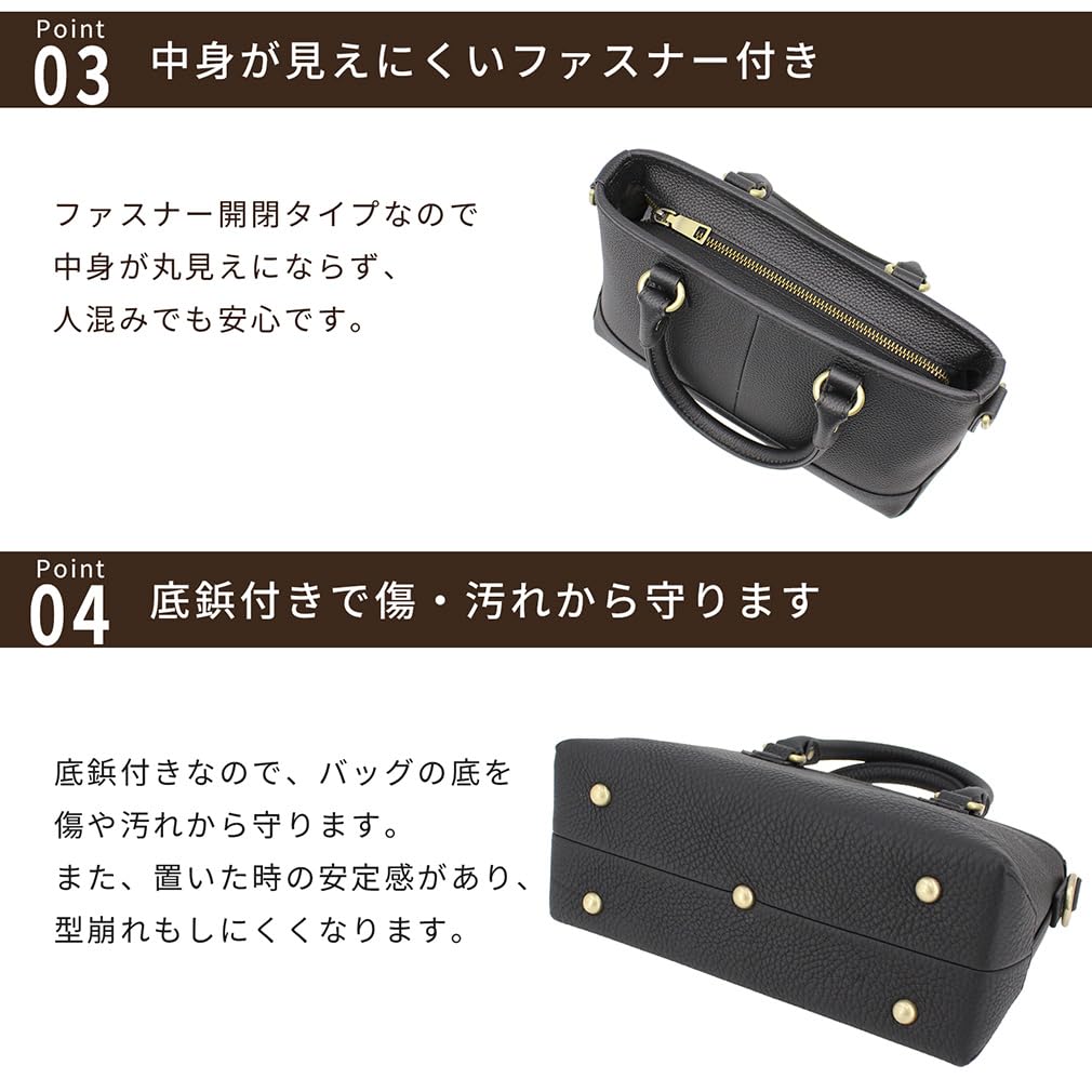 DARGREE Men's Mini Tote Bag, Small, Genuine Leather, Zippered, Handbag, Shoulder Bag, Mini Bag, Freestanding, Black