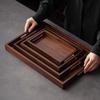 Walnut Color Bamboo Wooden Tray With Handle Serving Tray Decorate Tray Food Storage Trays  Bathroom