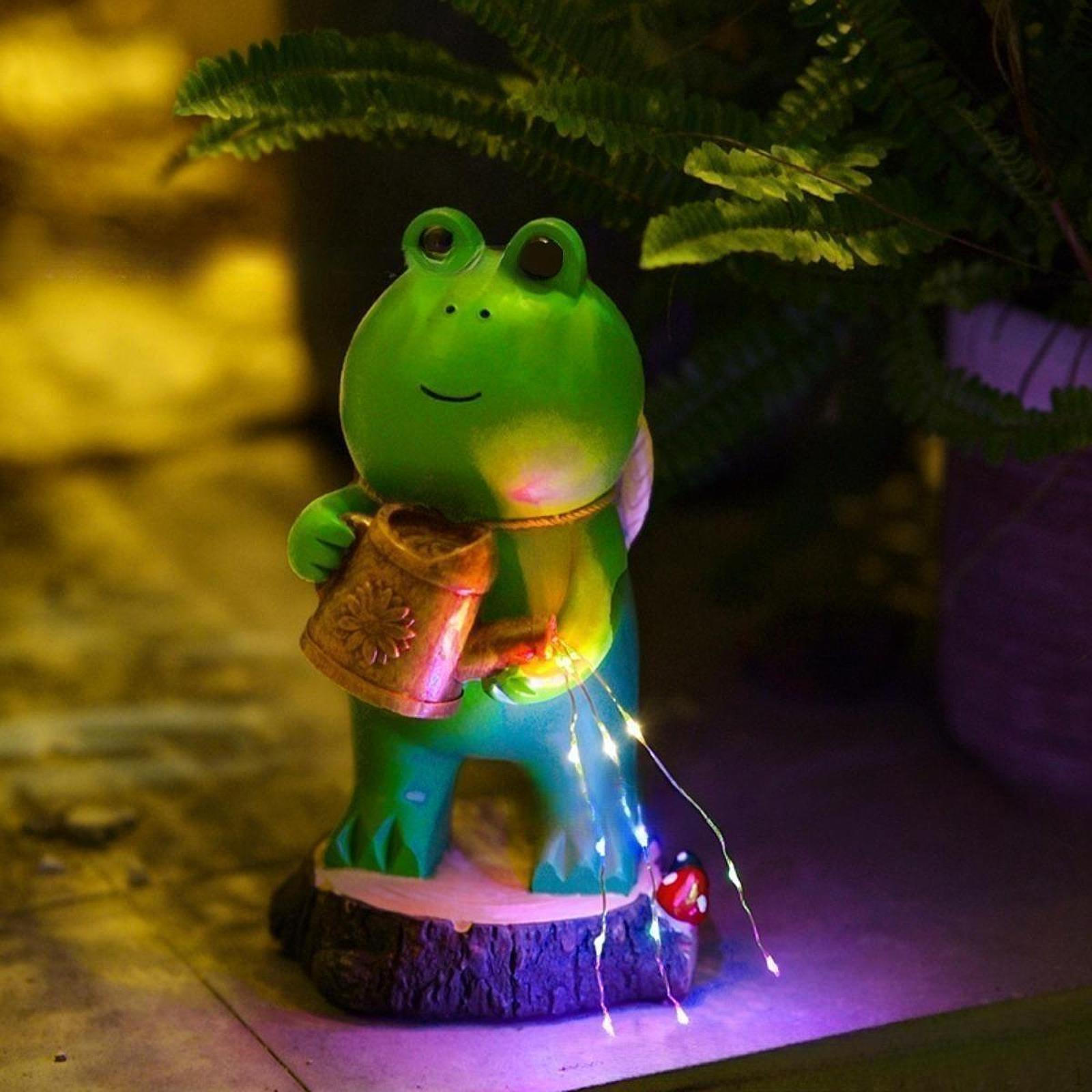 

Solar Frog Garden Decor Ornament with Light Outside Decoration Art Craft Outdoor Statue Watering