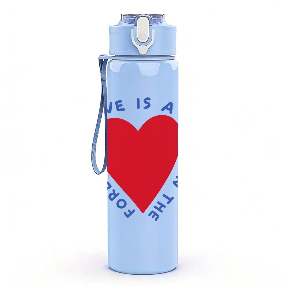 1PC Love Is Not Just A Kiss Heart 750ml Color Plastic Sports Water Bottle Leakproof Flip Straw Lid Suitable for Sports Office Home Use