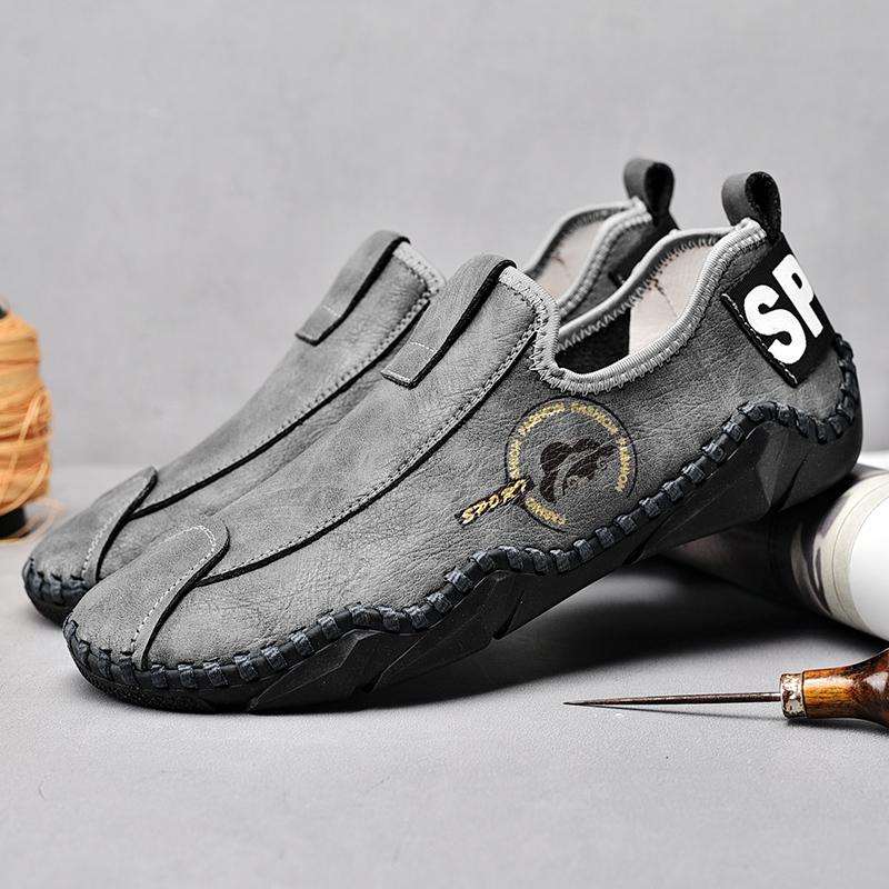 Handmade Leather Men Shoes Casual Slip On Loafers Breathable Leather Shoes Men Flats Hot Sale Moccasins Outdoor Shoes Plus Size