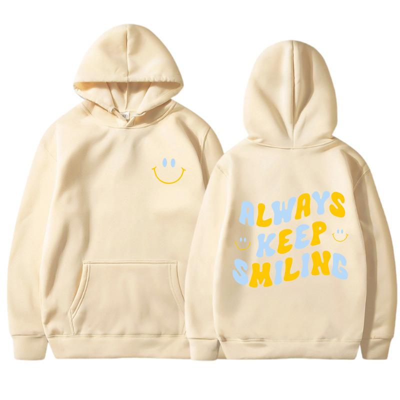 New Loose Large Size Sweater Letter Comfort Top Women's Color Pattern Printed Rope Hood