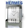 Used HERMES Tandem TA1.210 Silver Gray Dial White Leather Belt White Quartz QZ Ladies Watch Brand Good Condition Working