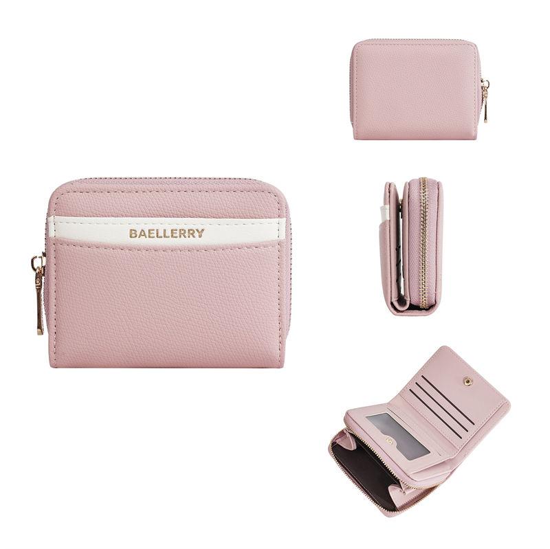 

Baellerry Women Fashion Short Zipper Wallets Warm Color Artificial Leather Coin Purses Casual Card Holder Purse 11.5*9*4cm