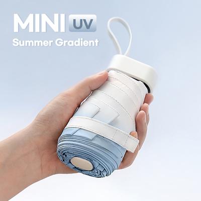 Summer Cute Mini Umbrella for Women Gradient Sun Parasol Umbrella Luxury Six Folding Small Pocket UV Umbrella