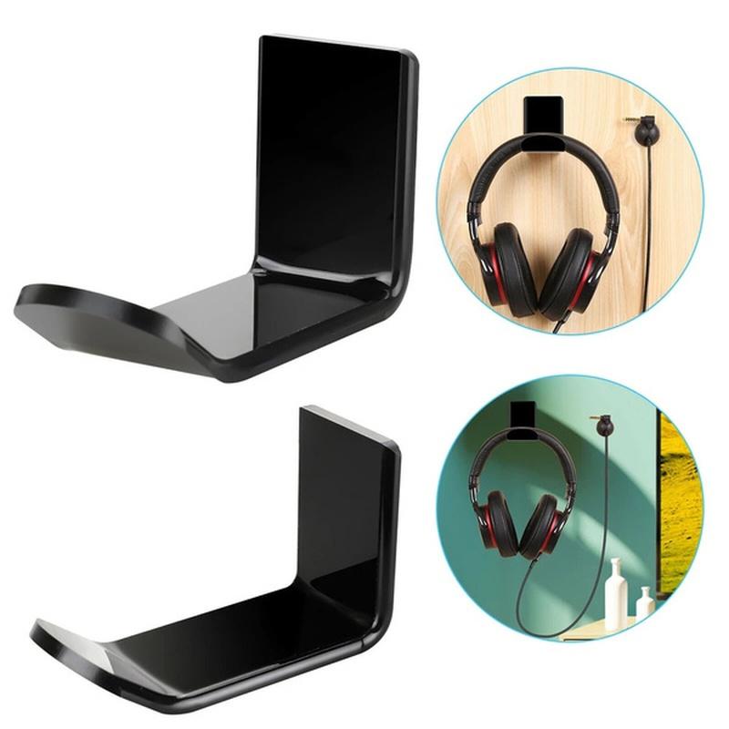 1/2Pc Acrylic Headphone Bracket Wall Mounted Headset Holder Hanger Under Desk Hook Earphone Sticky Display Stand