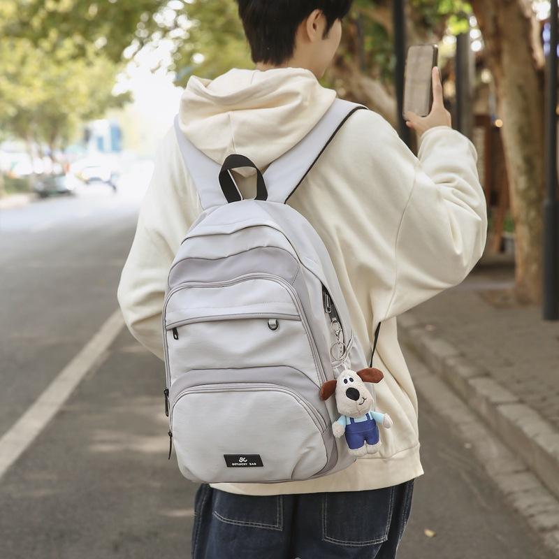 Schoolbag Korean Version Ins Simple Academy Style Large Capacity School Bag Lightweight Ridge Protection Multi-pocket Backpack Lazy Wind Backpack