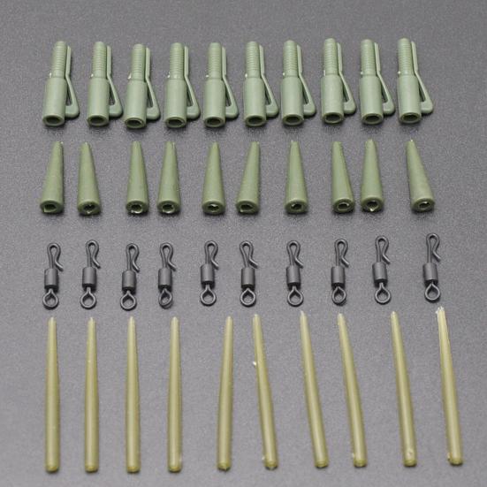 40-teiliges Karpfenfischen Zubehör Set, Anti-Tangle Sleeves, Quick Change Wirbel, Sicherheitsclips, Heck Gummi Schläuche, Angel Rig Tackle