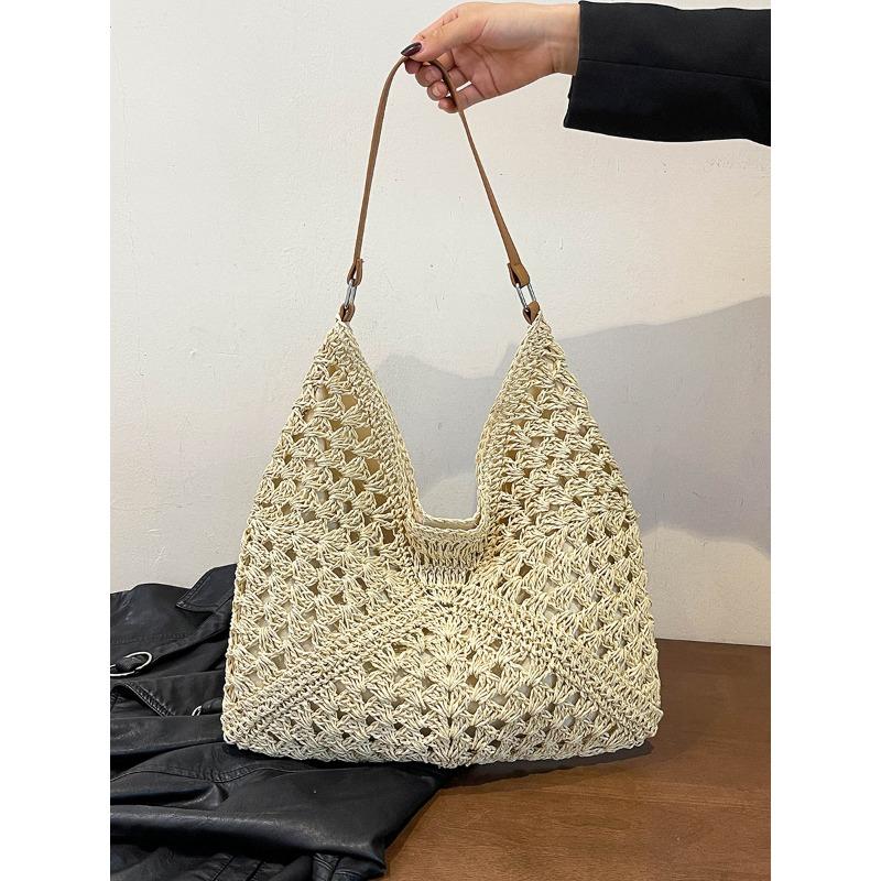 

Летняя плетеная сумка из соломы, женская новая пляжная сумка-тоут с прорезями для отпуска на море, плетеная овощная корзина, сумка на плечо