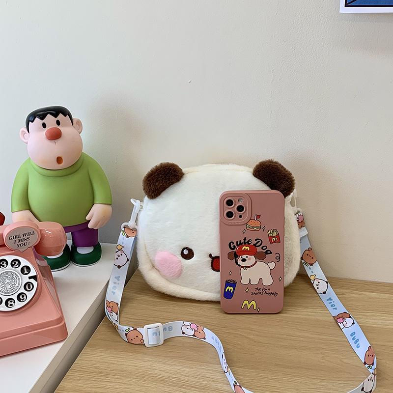 Cute plush bear shoulder bag new soft cute doll mini bag Japanese change messenger bag