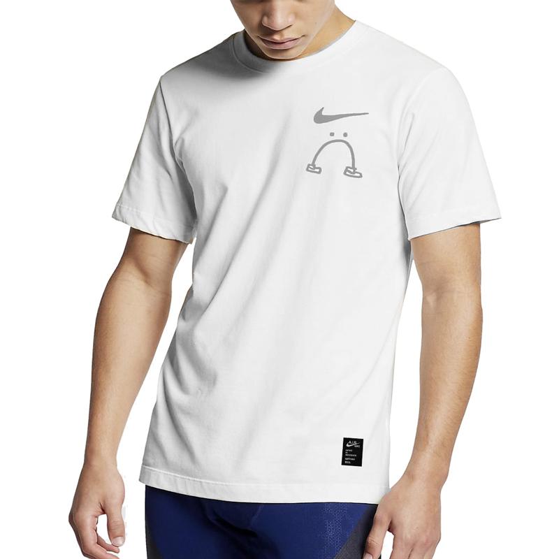 Nike Camiseta de Manga Corta con Estampado de Logotipo de Letra de Dibujos Animados Unisex Tops Blanco AO0624-100