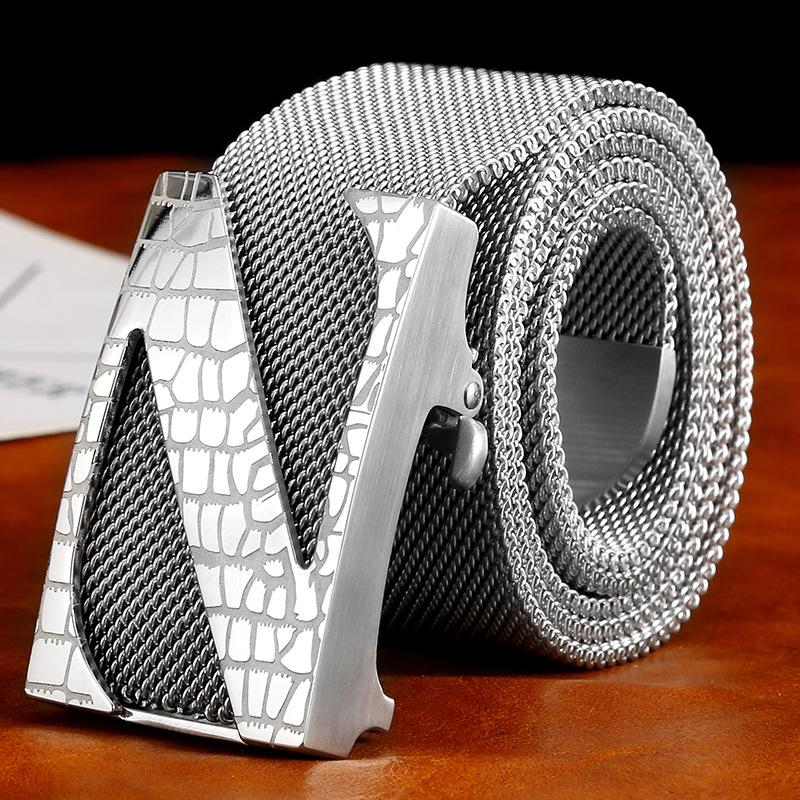 Inside 304 stainless steel belt buckle head Men's belt buckle Outdoor Full metal belt chain Trendy men's leisure