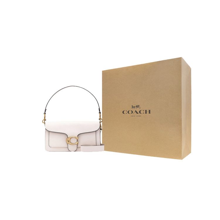Coach Tabby 26 Classic Logo Metal Detail Polished Pebble Leather Shoulder Bag Women shoulder bag White 73995-B4HA