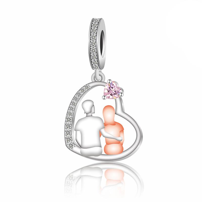 FC Jewelry Fit Original Pan Charms Bracelet Necklace 925 Silver Pregnant Mum And Dad Bead For Making Women Berloque