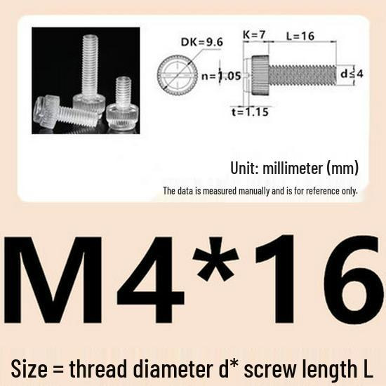 M3-M8 Hand-Tightened Transparent Acrylic Knurled Screw 