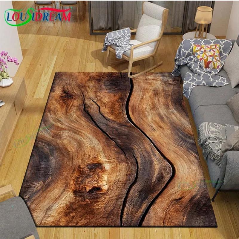 Classical Wood Grain Decor Carpet for Outdoor Balcony Garden Coffee Table Bedroom Area Rugs Kitchen Un-slip Floor Mat Alfombra