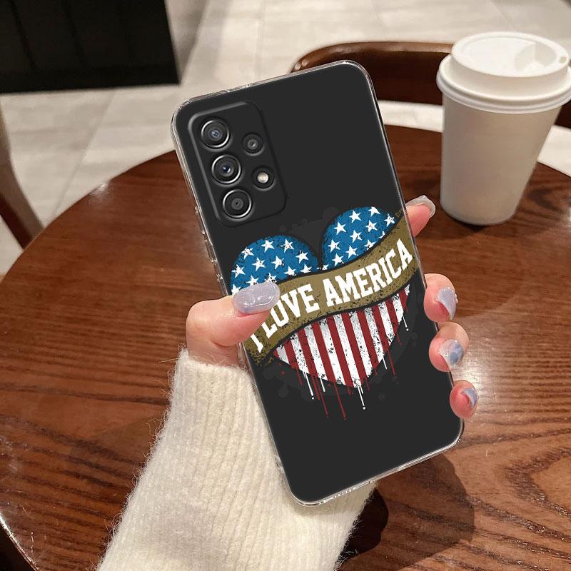 American USA Flag Eagle For Samsung Galaxy A55 Case A54 A52 A53 5G A15 A14 A13 A21S A23 A51 A34 A35 A33 A32 A72 A71 Phone Cover