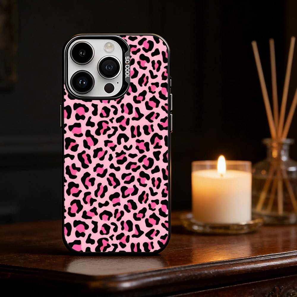 Leopard Print Tiger Skin Phone Case For iPhone 17,16,15,14,13,12,11,Pro Max,Plus Candy Silver Cover