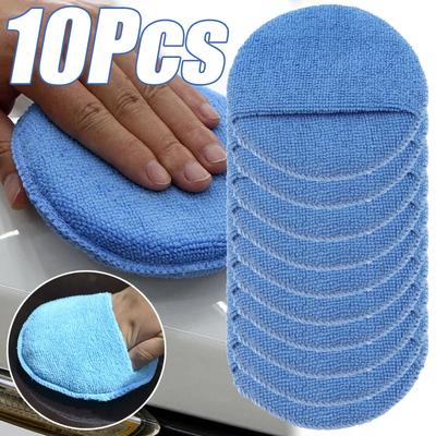 10/1Pcs Almofada aplicadora de cera de carro de microfibra Esponja de polimento ultra macia com bolso para os dedos Esponja de polimento de carro Esponja de espuma de polimento