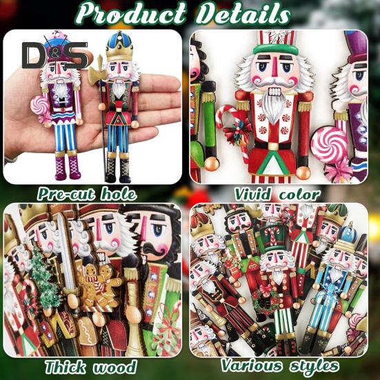 Nutcracker Soldier Pendant Wooden Nutcracker Hanging Ornament Painted Festive Decoration for Christmas Tree New Year Gifts Party Decor