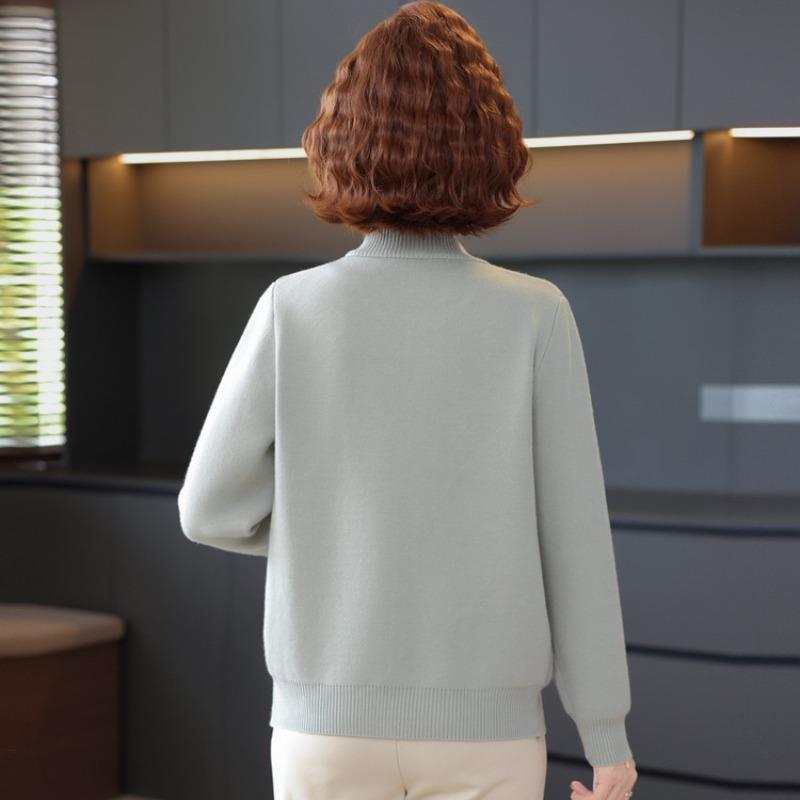 Mom Spring and Autumn Coat Knitted Jacket Cardigan New Middle-aged and Elderly Autumn Clothes Age-reducing Top